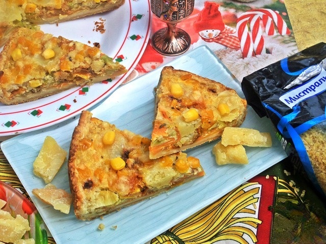 Киш с овощами в сливках