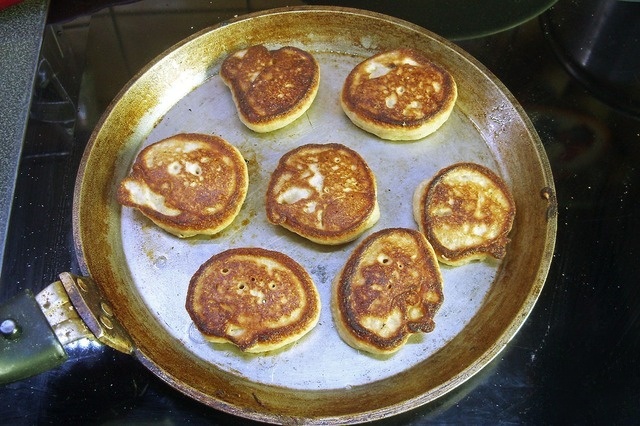 Pancakes on rye sourdough with yogurt