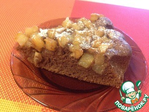 Chocolate cake with caramel pear