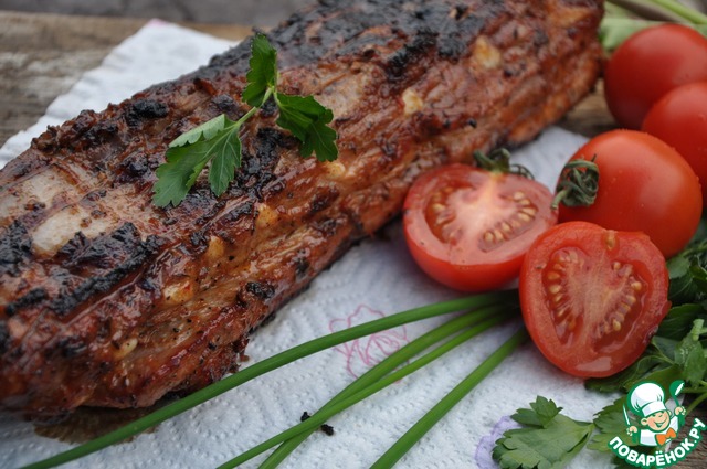 Pork ribs on the grill