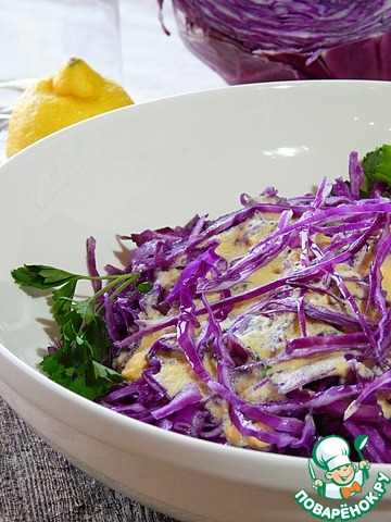 A salad of fresh red cabbage