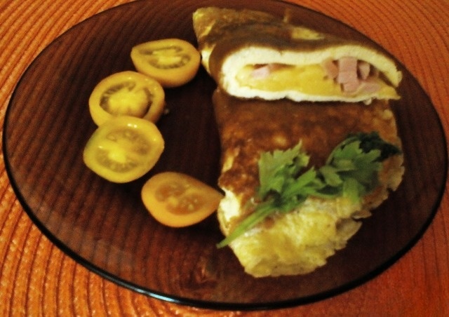 Classic French omelette with filling