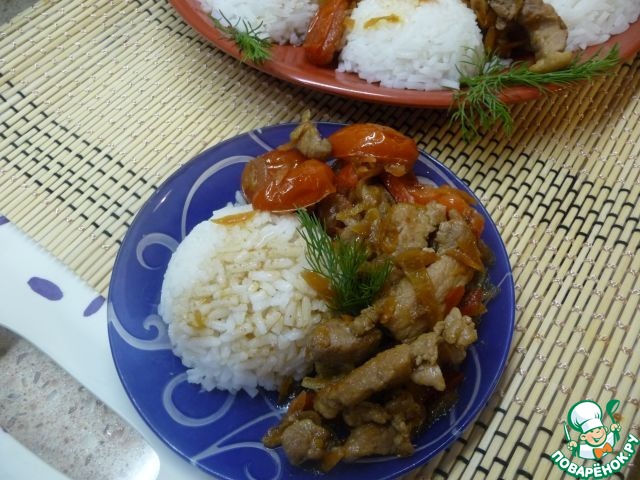 Rice with meat in Korean