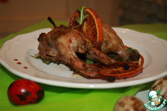 Quail with caramelized oranges