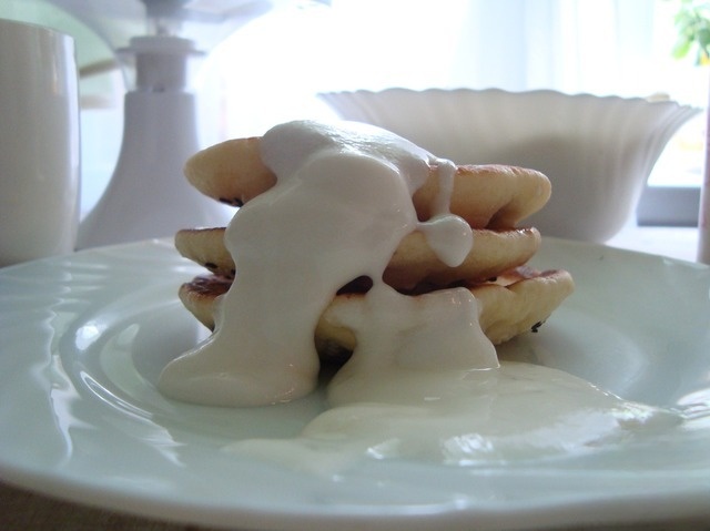 Pancakes on yogurt