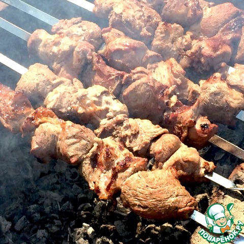 Skewers of pork neck of 