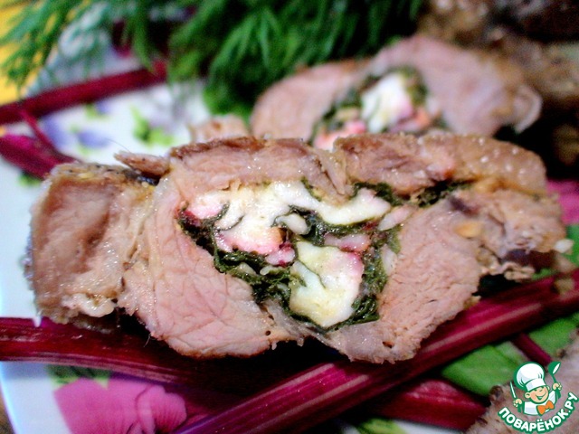 Pork with beet tops