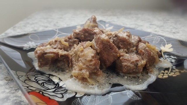 Beef stewed in a pot