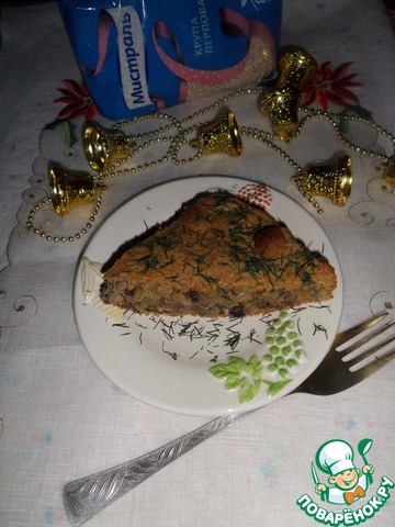 Pie with barley and mushrooms