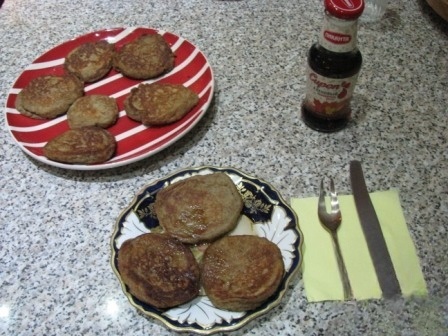 Rye pancakes with maple syrup