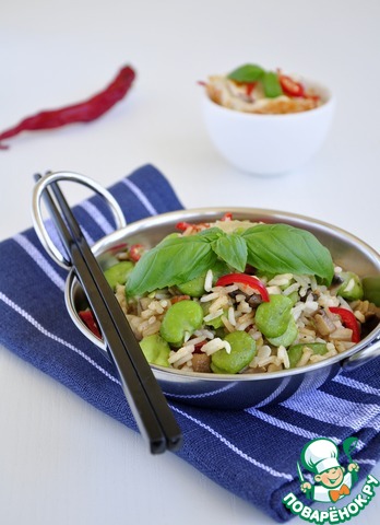 Rice with mushrooms and beans