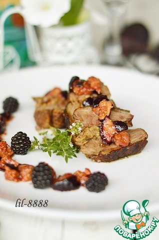 Duck breast with liver and caramelized figs