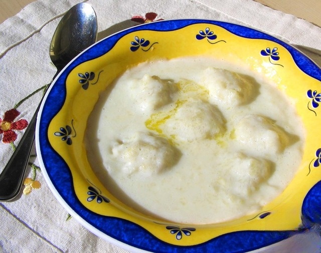 Milk soup with potato dumplings