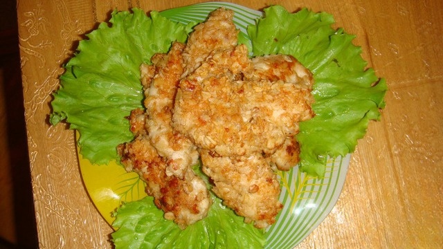 Куриное филе в овсяных хлопьях