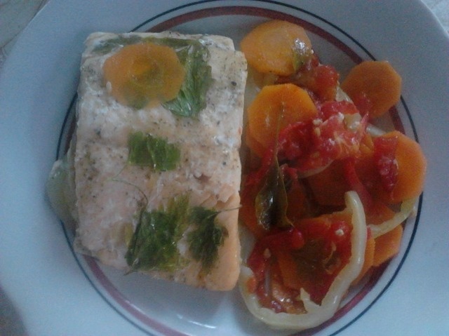 Baked trout with vegetables