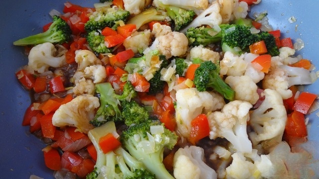 Broccoli and cauliflower with soy sauce