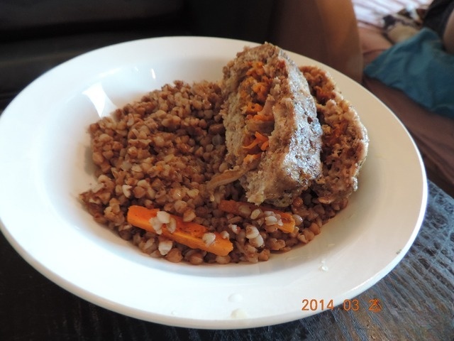 Roulade of beef with mushrooms and carrots in Korean