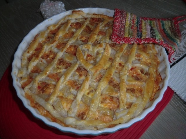 Greek rice cake with minced pork