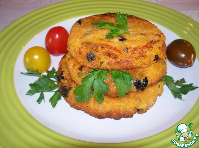 Cutlets of lentils with tomatoes and raisins