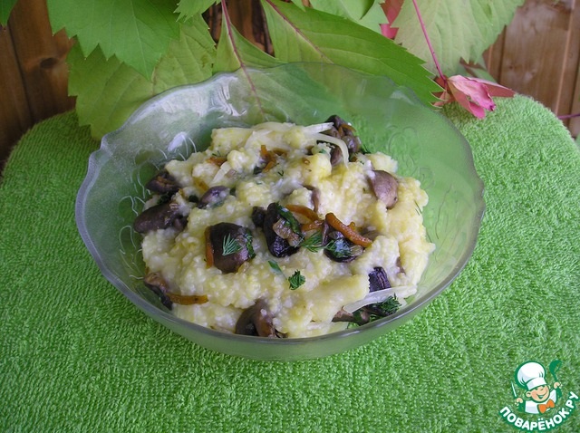 Gentle polenta with roasted mushrooms