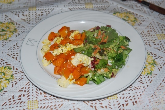 Pumpkin, baked with feta