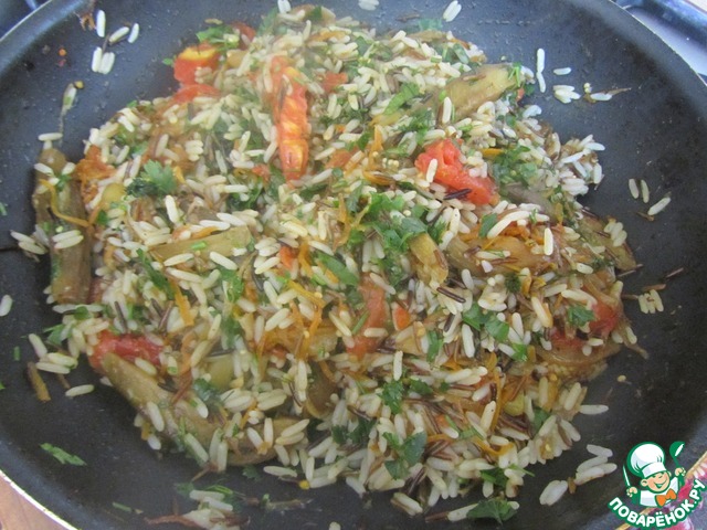 Rice mix with eggplant