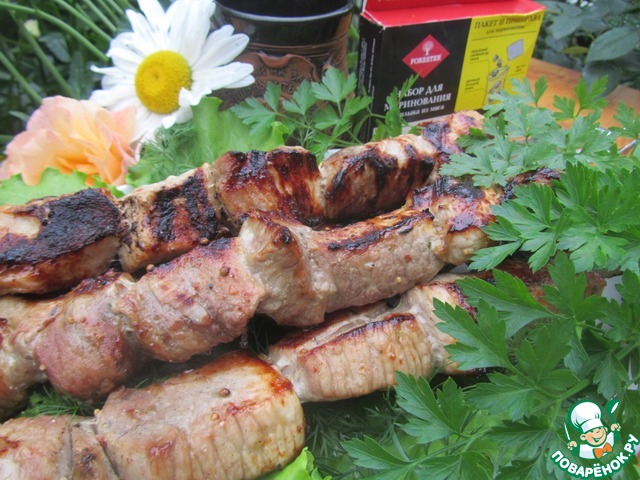 Kebab in kvass with mustard