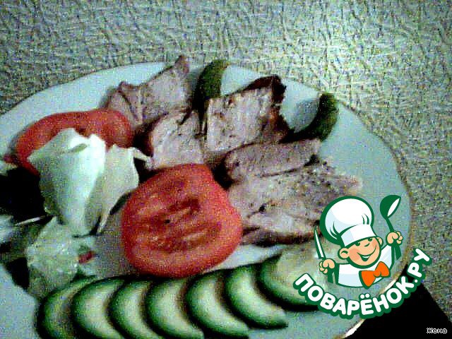 Baked ham with garnish