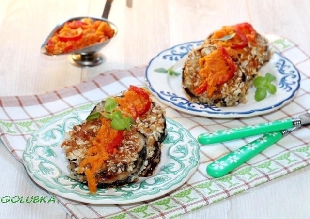 Eggplant pockets filled with ground beef tempura
