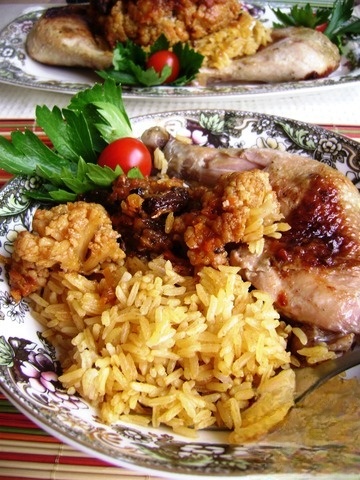 Cauliflower with chutney and chicken