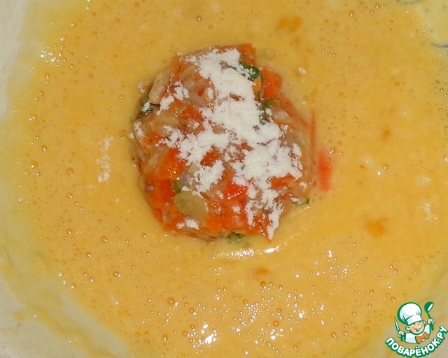 Carrot-buckwheat patties in batter