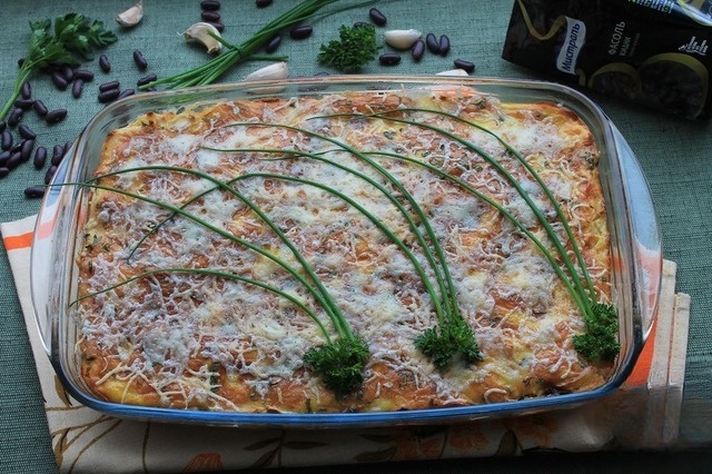 Potato gratin with beans