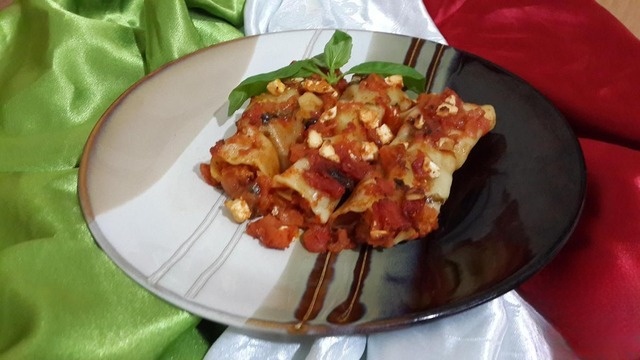 Cannelloni with sweet potatoes and bacon 