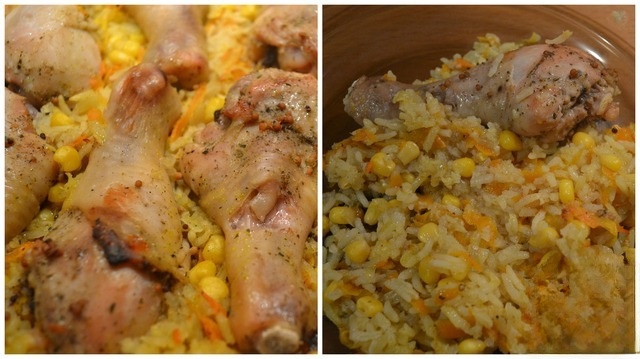 Chicken feet on rice-corn pillow