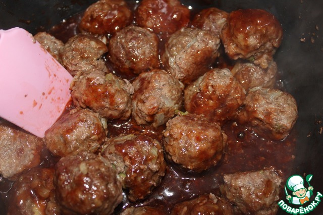 Мясные шарики с авокадо в кисло-сладком соусе