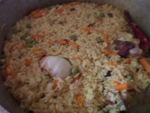 Risotto with short ribs and green peas