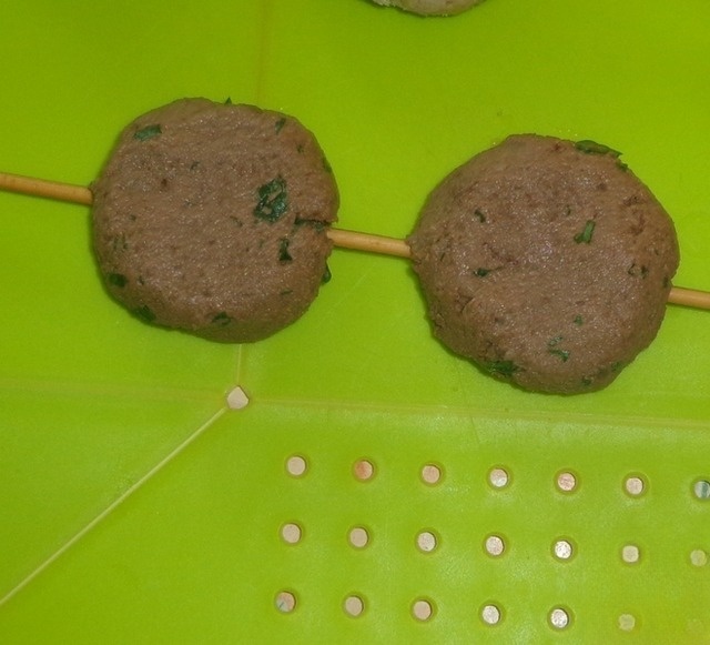 Skewers of chicken offal