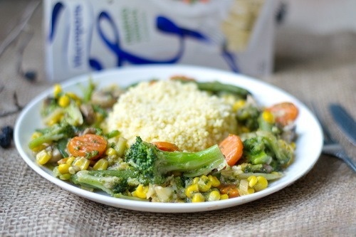 Golden millet with vegetables