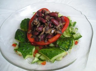 Appetizer beans and mushrooms