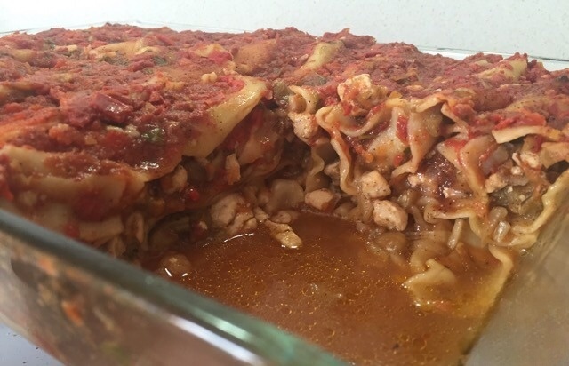 Cannelloni with chicken breast and eggplant