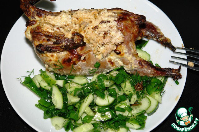 A partridge in a creamy mustard sauce