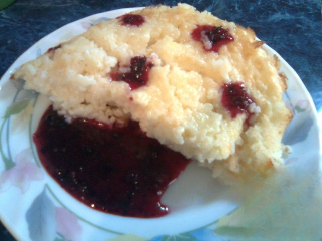 Casserole rice with jam