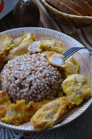 Chicken in batter with buckwheat