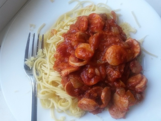 Спагетти с сосисками 