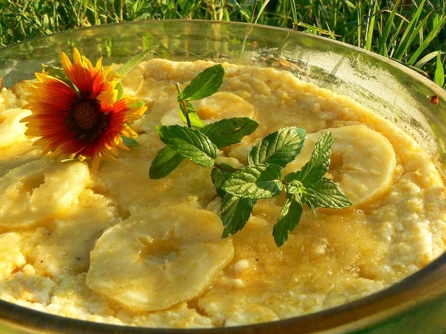 Golden casserole under the false pineapple