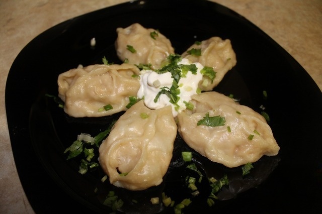 Manti with pumpkin and pork