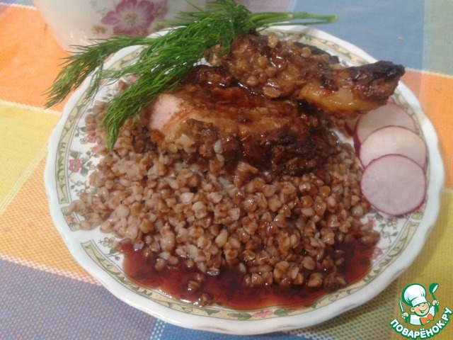 Антрекот из свинины под винным соусом