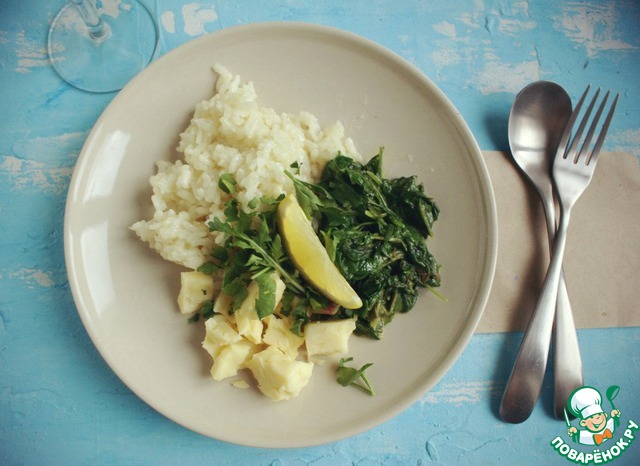 Risotto with spinach and arugula