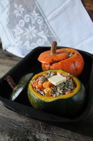 Тыква фаршированная рисом и курицей