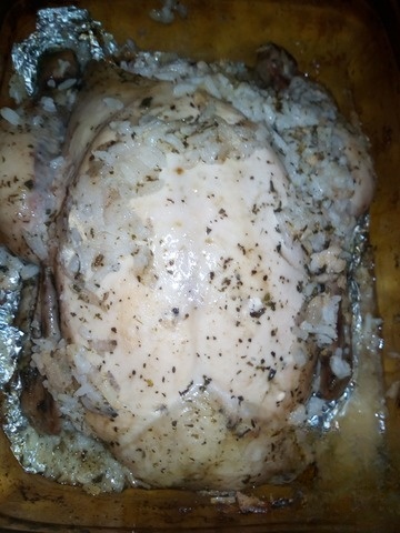 Курица, запеченная с рисом и вином